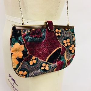 Vintage Velvet Square Open Handbag